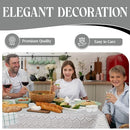 A promotional image featuring a family enjoying a meal with a white tablecloth on the table, highlighting its elegant decoration.