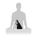 Knife block set shown next to a standing silhouette for size reference