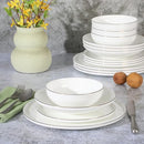 Gibson Elite Lana 16 Piece Bone China Double Plates and Bowls Dinnerware Set, White w/Gold Rim