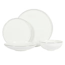 Gibson Elite Lana 16 Piece Bone China Double Plates and Bowls Dinnerware Set, White w/Gold Rim