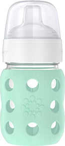 Lifefactory 8-Ounce Wide Neck Glass Baby Bottle with Protective Silicone Sleeve and Sippy Spout, Mint (LG2251WMI4)