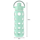 Lifefactory 22-Ounce Glass Water Bottle with Active Flip Cap and Protective Silicone Sleeve, Mint