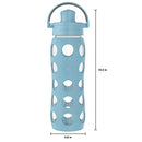 Lifefactory 22-Ounce Glass Water Bottle with Active Flip Cap and Protective Silicone Sleeve, Denim