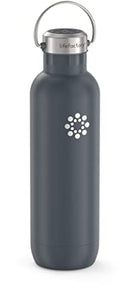 LIfeFactory Stainless Steel Vacuum-Insulated Sport Bottle, 24 Ounce, Carbon