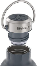 LIfeFactory Stainless Steel Vacuum-Insulated Sport Bottle, 24 Ounce, Carbon
