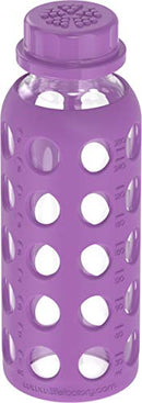 Lifefactory 9-Ounce BPA-Free Glass Water Bottle with Flat Cap and Silicone Sleeve, Grape