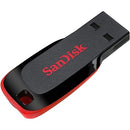 An ultra-compact black and red SanDisk Cruzer Blade USB 2.0 flash drive.