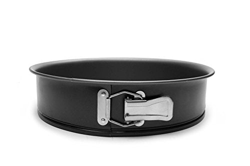 Black Fox Run 10-inch non-stick springform pan with silver latch – angled view