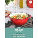 Gibson Home Addlestone 2.65 Quart Round Enamel Cast Iron Dutch Oven Pot With Lid & Dual Handles - Red