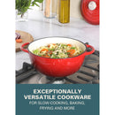 Gibson Home Addlestone 2.65 Quart Round Enamel Cast Iron Dutch Oven Pot With Lid & Dual Handles - Red