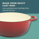 Gibson Home Addlestone 2.65 Quart Round Enamel Cast Iron Dutch Oven Pot With Lid & Dual Handles - Red