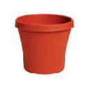 Small terracotta-colored resin planter with a classic tapered shape