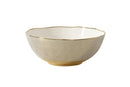 Elegant cream-toned bowl with scalloped rim and gold edge detail