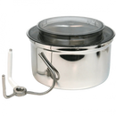 Stainless steel mixing bowl with transparent lid and detached dough hook
