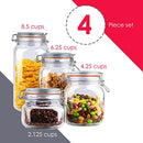 Graphic of 4-piece canister set with labeled cup measurements for each jar