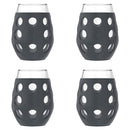 Lifefactory 11-Ounce BPA-Free Indoor and Outdoor Wine Glass 4-Pack with Protective Silicone Sleeve, Carbon