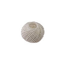Small ball of natural beige twine, tightly wound in a spherical shape, commonly used for tying, crafting, or gardening.