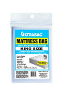 Package of Ultrasac King Size Mattress Bag labeled for moving and storage, with product details such as tear resistance, moisture protection, and secure fit.