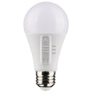 A19 LED bulb with white finish and visible switch for CCT settings