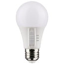 CCT selectable A19 LED bulb with white base and compact design