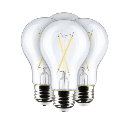 Satco SA12465 8A19 Clear LED Light Bulbs – 4 Pack, 950 Lumens, 120V