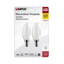 Front of 2-pack retail packaging with warm white branding