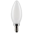 Frosted blunt tip LED chandelier bulb with visible E12 base