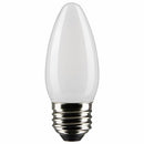 Frosted LED B11 bulb with medium base, shown upright with smooth matte finish