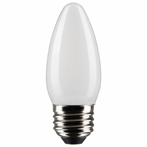 Frosted LED B11 bulb with medium base, shown upright with smooth matte finish