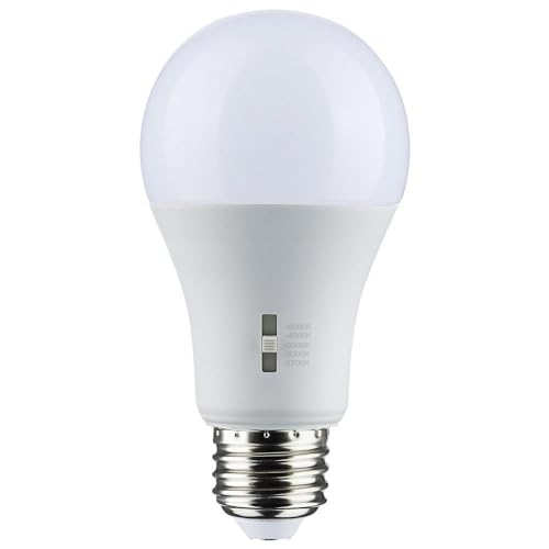 Front view of 14W A19 LED bulb in CCT Selectable retail packaging