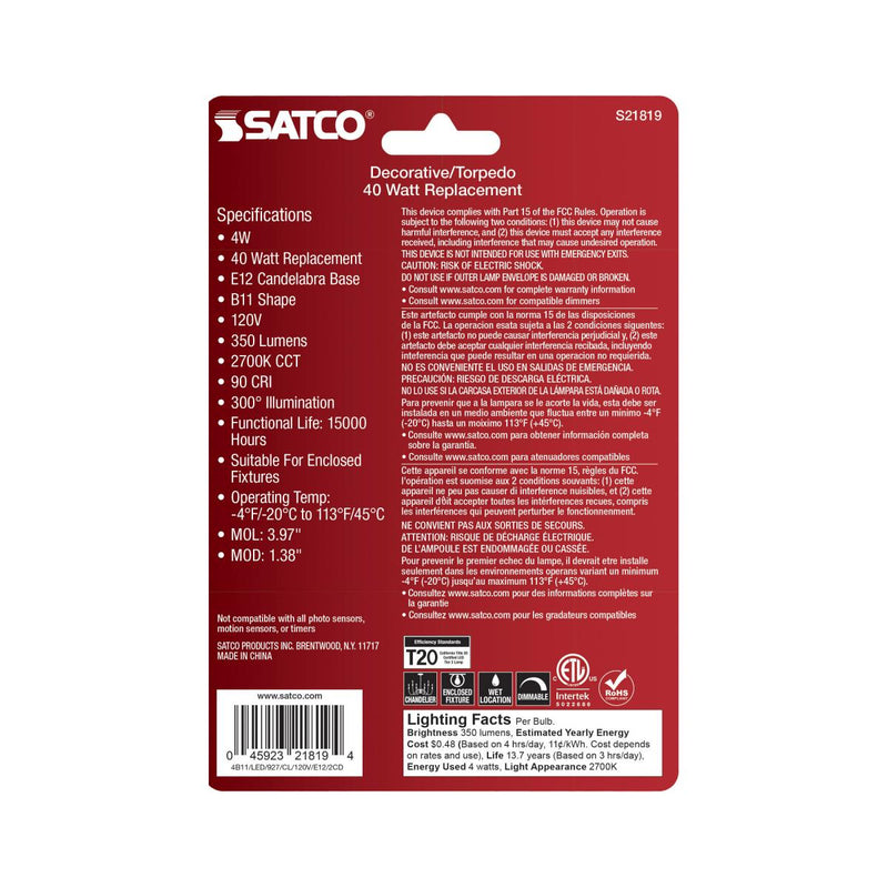 Back of retail package with product specifications