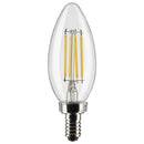 Clear LED chandelier bulb with filament and E12 base