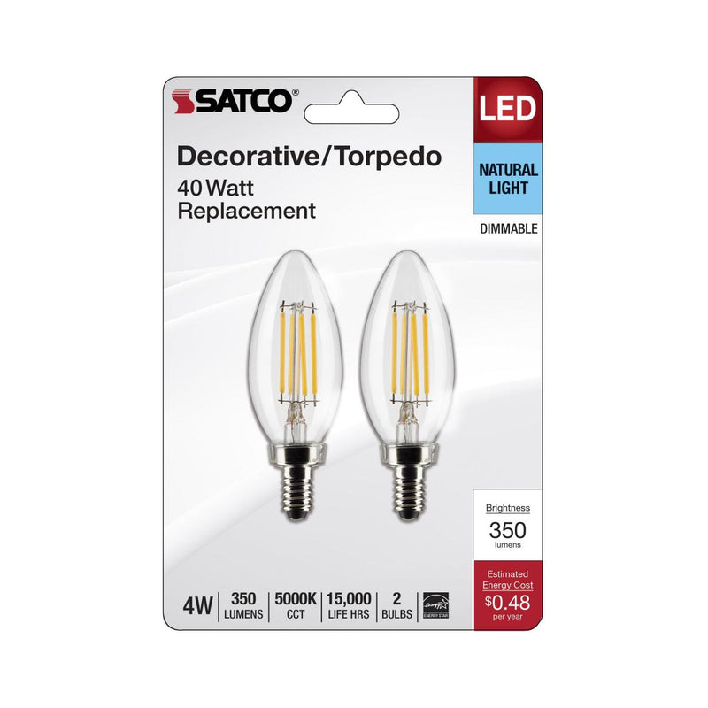 Satco 2-pack packaging labeled as natural light