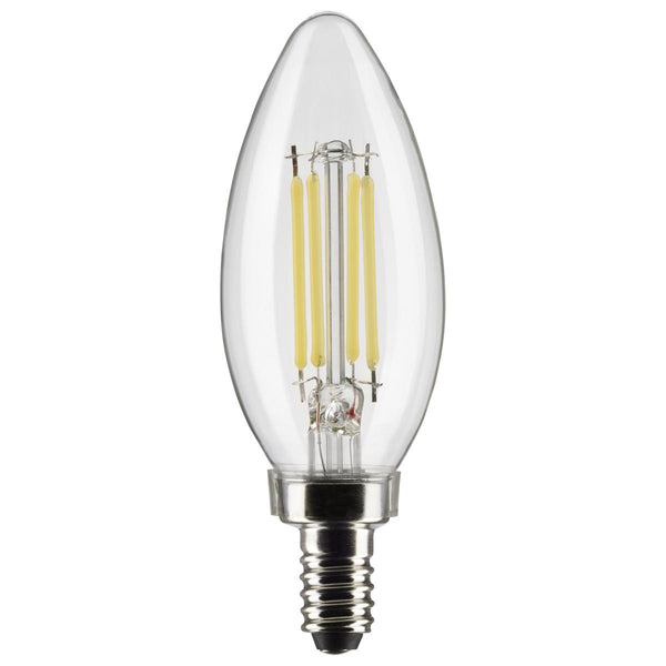 LED chandelier bulb with filament and E12 base