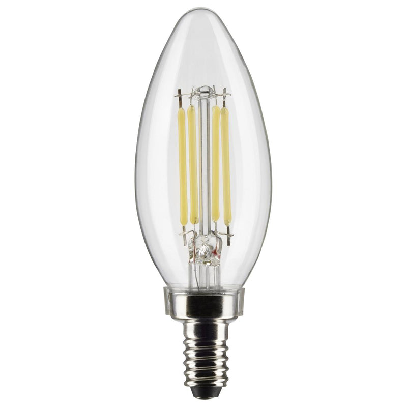 LED chandelier bulb with filament and E12 base