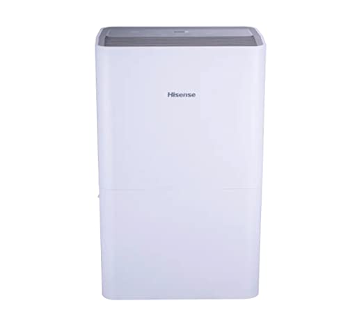 Front view of Hisense 50 pint white dehumidifier