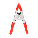 Front view of Workpro spring clamp with red rubber handles and jaws