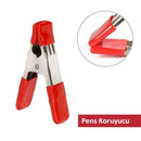 Angled view showing jaw protector and red rubber coating