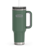THERMOS Stainless Steel Cup Holder Mug - 40 Ounce, Alpine Green - Insulated Tumbler with Lid and Straw, Plus Leak-Resistant Slide Lock