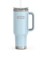 THERMOS Stainless Steel Cup Holder Mug - 40 Ounce, Glacier - Insulated Tumbler with Lid and Straw, Plus Leak-Resistant Slide Lock