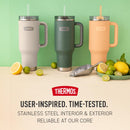 THERMOS Stainless Steel Cup Holder Mug - 40 Ounce, Glacier - Insulated Tumbler with Lid and Straw, Plus Leak-Resistant Slide Lock