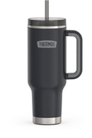 THERMOS Stainless Steel Cup Holder Mug - 40 Ounce, Granite - Insulated Tumbler with Lid and Straw, Plus Leak-Resistant Slide Lock