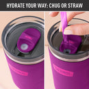THERMOS Stainless Steel Cup Holder Mug - 40 Ounce, Plum - Insulated Tumbler with Lid and Straw, Plus Leak-Resistant Slide Lock