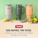 THERMOS Stainless Steel Cup Holder Mug - 40 Ounce, Sea Green - Insulated Tumbler with Lid and Straw, Plus Leak-Resistant Slide Lock