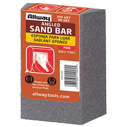 Angled Allway Sand Bar with fine grit in retail packaging, designed for precise sanding on corners and edges