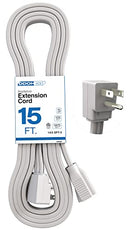 Coiled 15 ft. DDON Volt appliance extension cord with flat plug and white packaging label showing specs