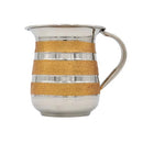 Stainless steel washing cup featuring a gold glitter stripe and dual handles, designed for Netilat Yadayim ritual