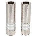 Silver cylinder candlesticks featuring hammered metal finish and decorative ring accents for Shabbat candle lighting