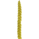 Tall yellow braided Havdalah candle with intricate plaited design and smooth wax finish