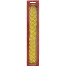 13.5" yellow braided Havdalah candle in red retail packaging with clear display window